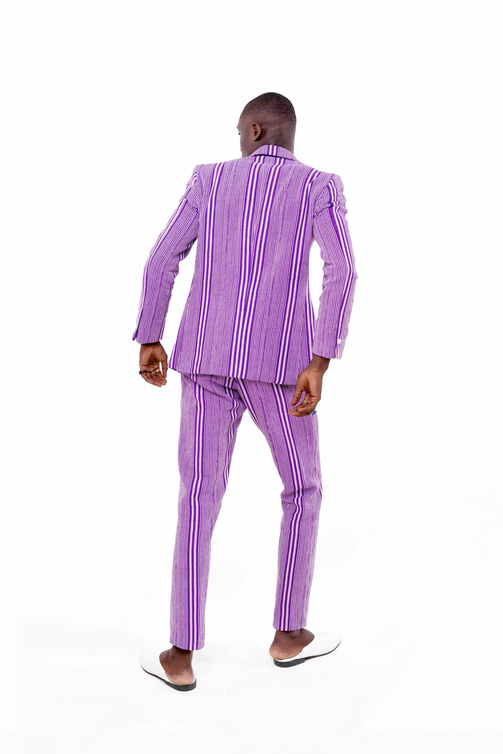 Baba Purple Double-Breasted Suit Jacket   Soke Straight Cut Pant Ensemble