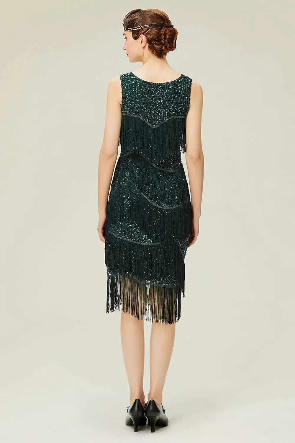 BABEYOND 1920s Flapper Dress Gatsby Fringed Dress Roaring 20s
