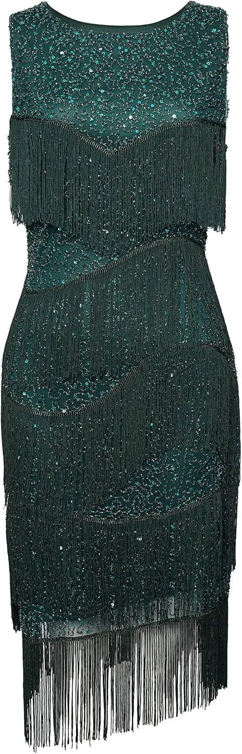 BABEYOND 1920s Flapper Dress Gatsby Fringed Dress Roaring 20s
