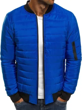 Bomber Jacket Men Diamond Casual Zip Up Quilted Varsity Jackets Winter Warm Lightweight Padded Outwear Flight Coat