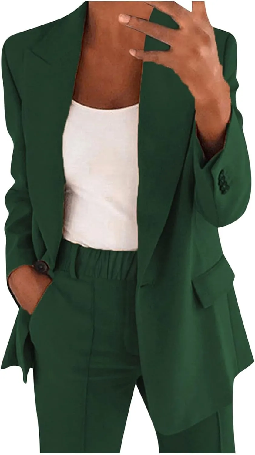 ChicCrate Blazer Sets Women 2 Piece Outfits Dressy Pant Suits Business Casual Outfits Loose Pants Work Clothing