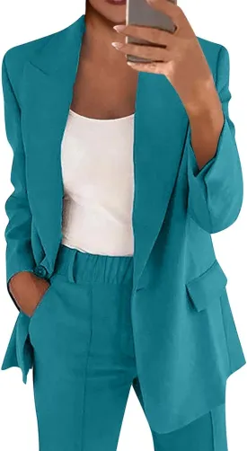 ChicCrate Blazer Sets Women 2 Piece Outfits Dressy Pant Suits Business Casual Outfits Loose Pants Work Clothing