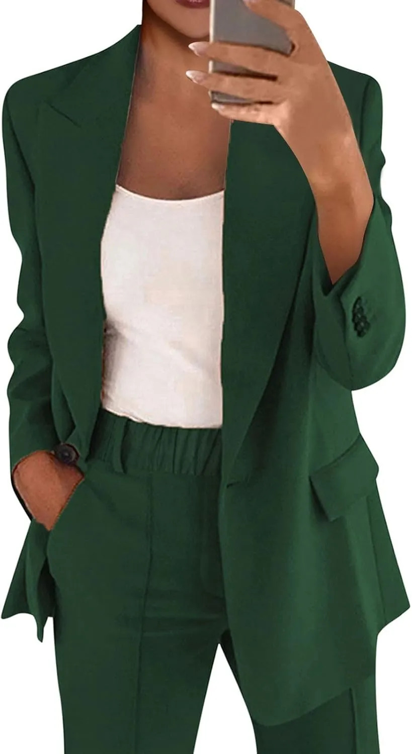 ChicCrate Blazer Sets Women 2 Piece Outfits Dressy Pant Suits Business Casual Outfits Loose Pants Work Clothing