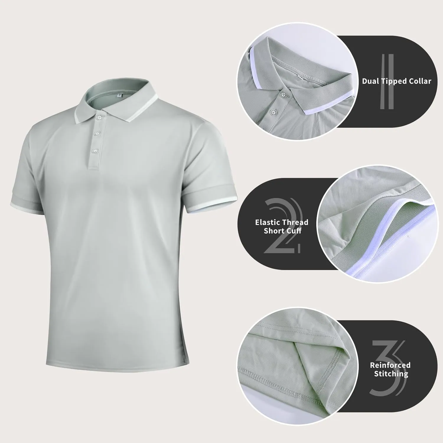 GINGTTO Men's Muscle Skinny Polo Shirts Workout V-Neck Golf Tops Fitted for Men Short Sleeves