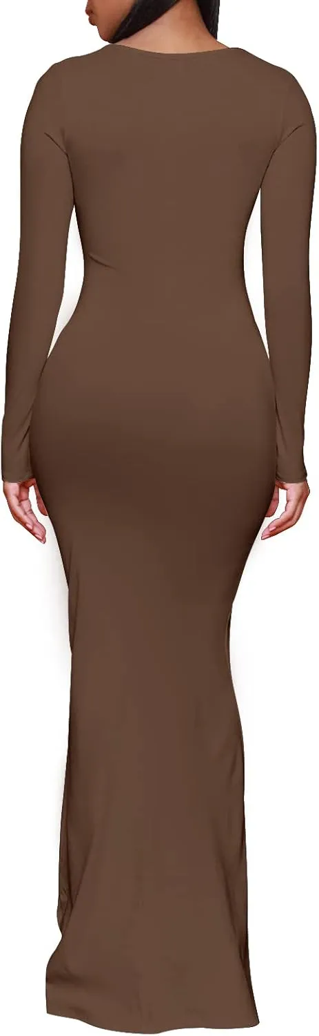 Hafailia Women's Casual Soft Lounge Long Slip Dress Sexy Sleeveless Bodycon Maxi Dresses Evening Formal Cocktail