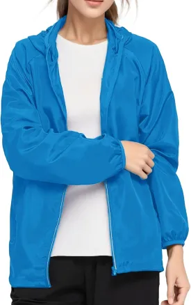 Lightweight Rain Jackets for Women Plain Waterproof Windbreaker Jacket Women Packable Raincoat Rain Coats with Hood