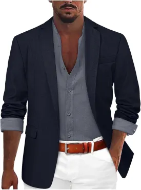 Linen Blazer Men Summer Casual Business Suit Jackets Lightweight Sports Linen Suit Jacket for Men