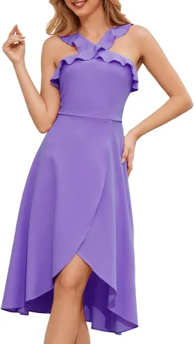 Meetjen Cocktail Party Dress Halter Neck Midi Wedding Guest Graduation 2025 Evening Sleeveless Prom Dresses