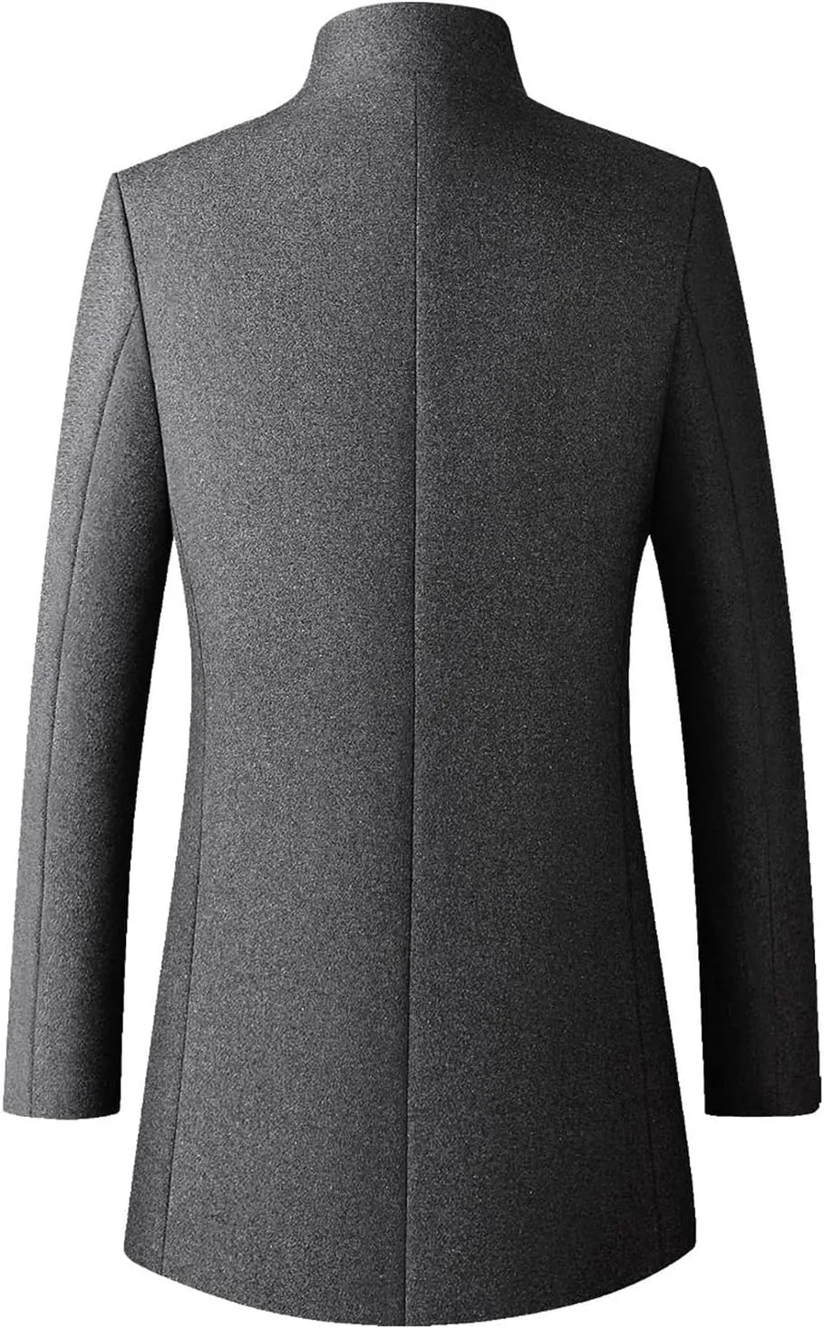 Men's Classic Single Breasted Peacoat Men's Mid-Length Single Breasted Wool Blend Top Coat Long Jacket Overcoat