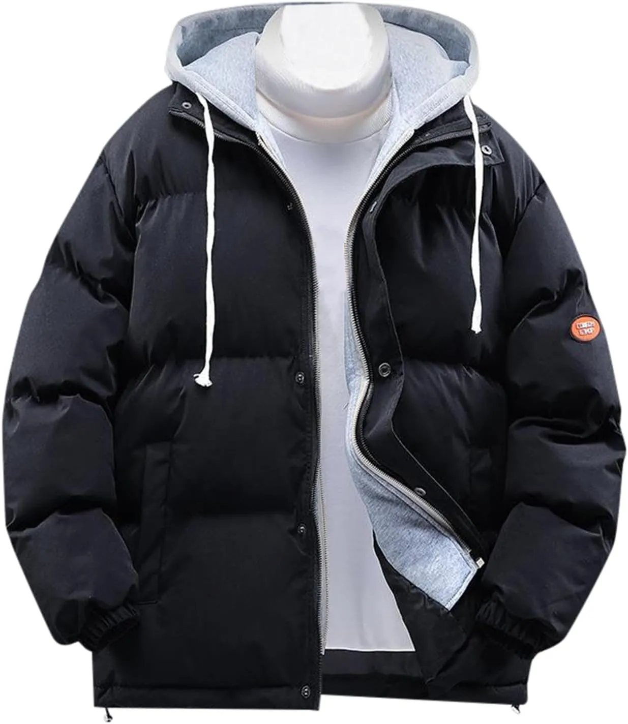 Men's Hooded 2024 Winter Coat Warm Puffer Jacket Thicken Cotton Coat with Removable Hood for Men Plus Size Windproof Outwear
