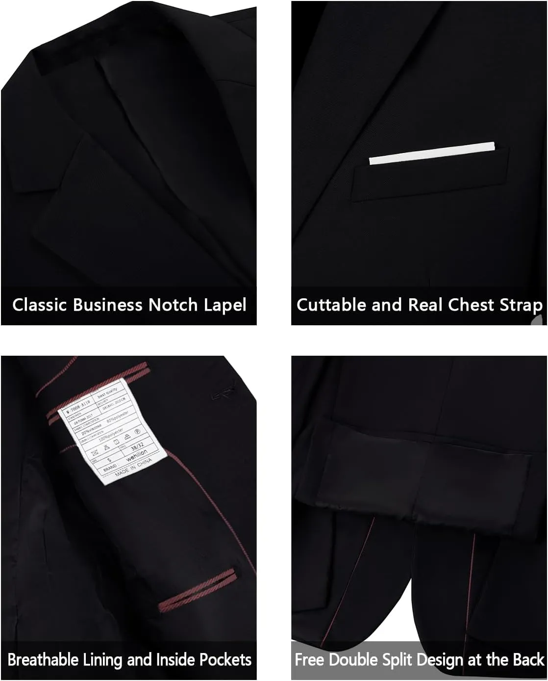 Mens Suits Slim Fit 2 Piece, Solid Blazer Pants Business Suit Set Prom Tuxedo Wedding Suit Jacket Pants Set