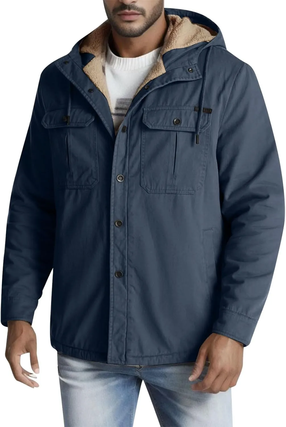 Mens Windproof Jacket 2023 Winter Warm Fleece Lined Mountain Sport Coats for Men Hooded Windbreaker Jackets Outdoor Overcoat