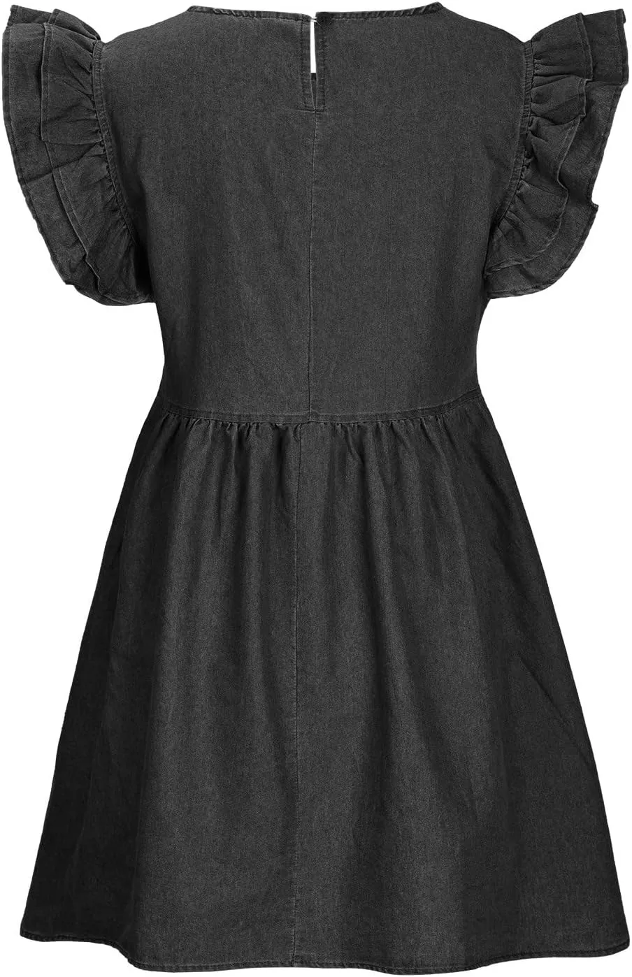 NaRHbrg Summer Denim Shirt Dresses for Womens Short Sleeve Loose Jean Midi Dress Button Down Casual Shift Dress Tunic Top