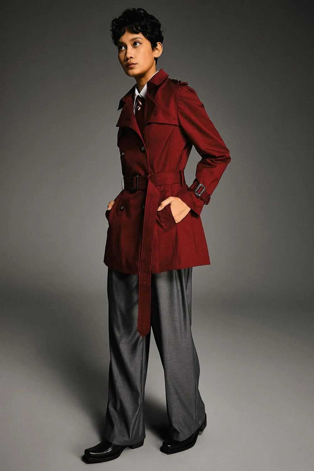 Orolay Women's Double Breasted Trench Coat Windbreaker Jacket with Belt