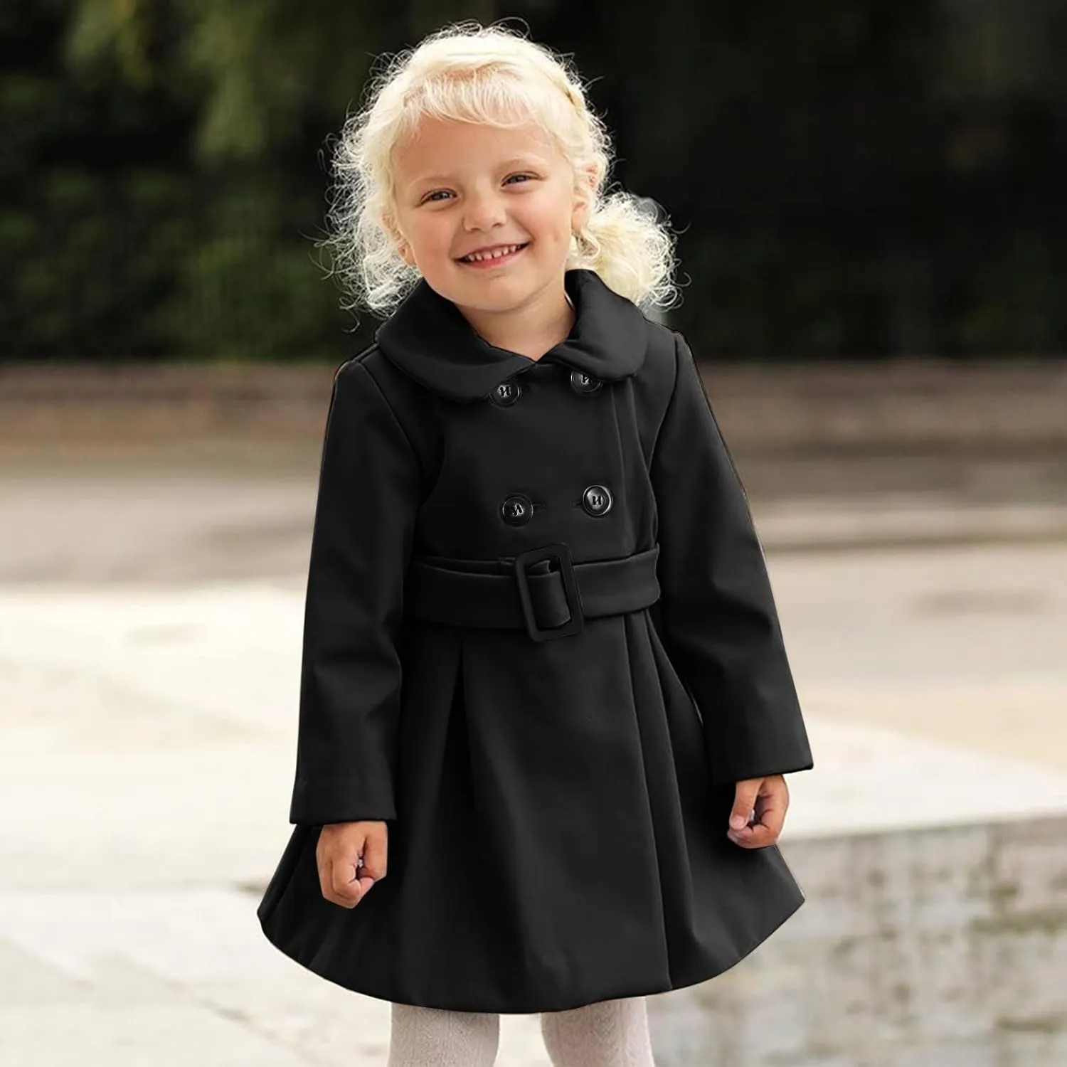 POLG Toddler Baby Girls Classic Wool Blend Coat Winter Double Breasted Trench Coat Outwear Pea Coat Jacket