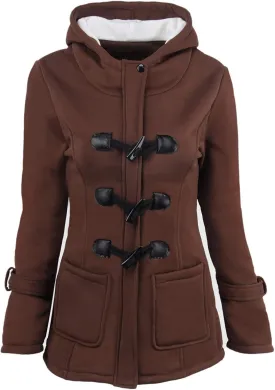 Qeaghou Thick Winter Coats for Women Causal Cute Sherpa Coats Fuzzy Fleece Warm Coats Button Down Long Sleeve Hooded Coat