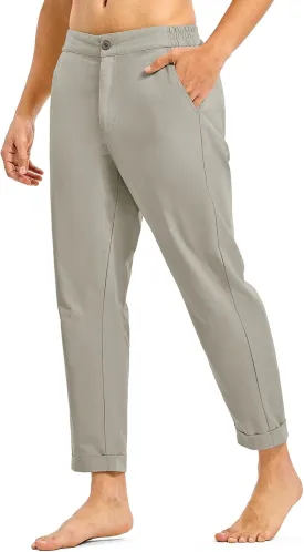 Rdruko Men's Linen Pants Lightweight Casual Cotton Pants Elastic Waist Beach Summer Pants with Pockets