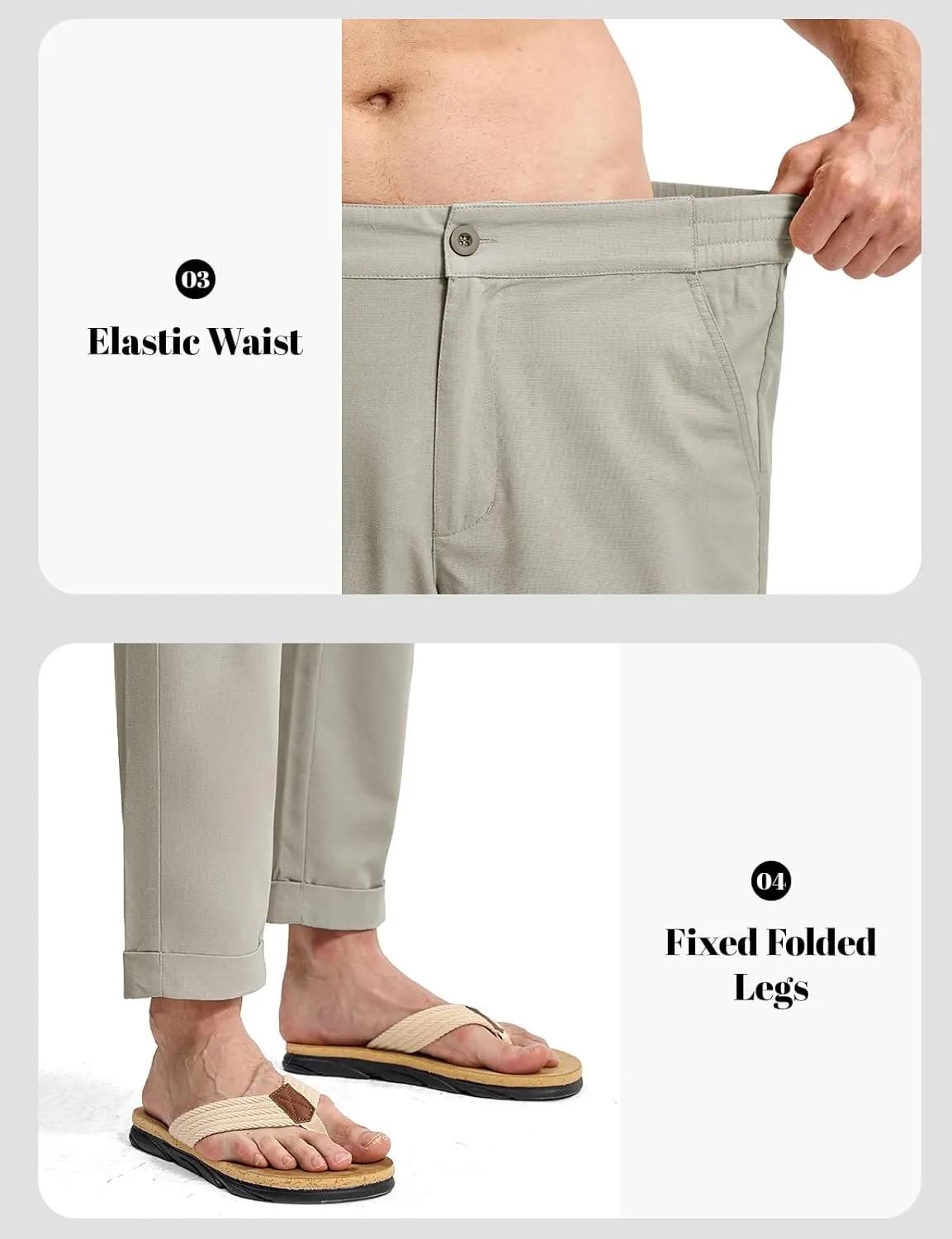 Rdruko Men's Linen Pants Lightweight Casual Cotton Pants Elastic Waist Beach Summer Pants with Pockets