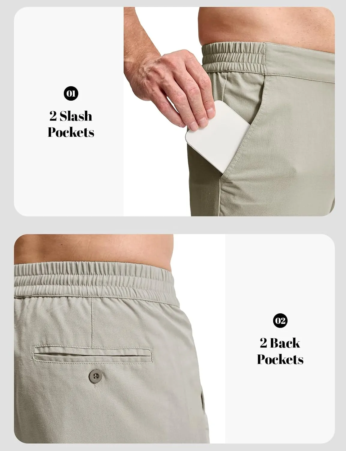 Rdruko Men's Linen Pants Lightweight Casual Cotton Pants Elastic Waist Beach Summer Pants with Pockets