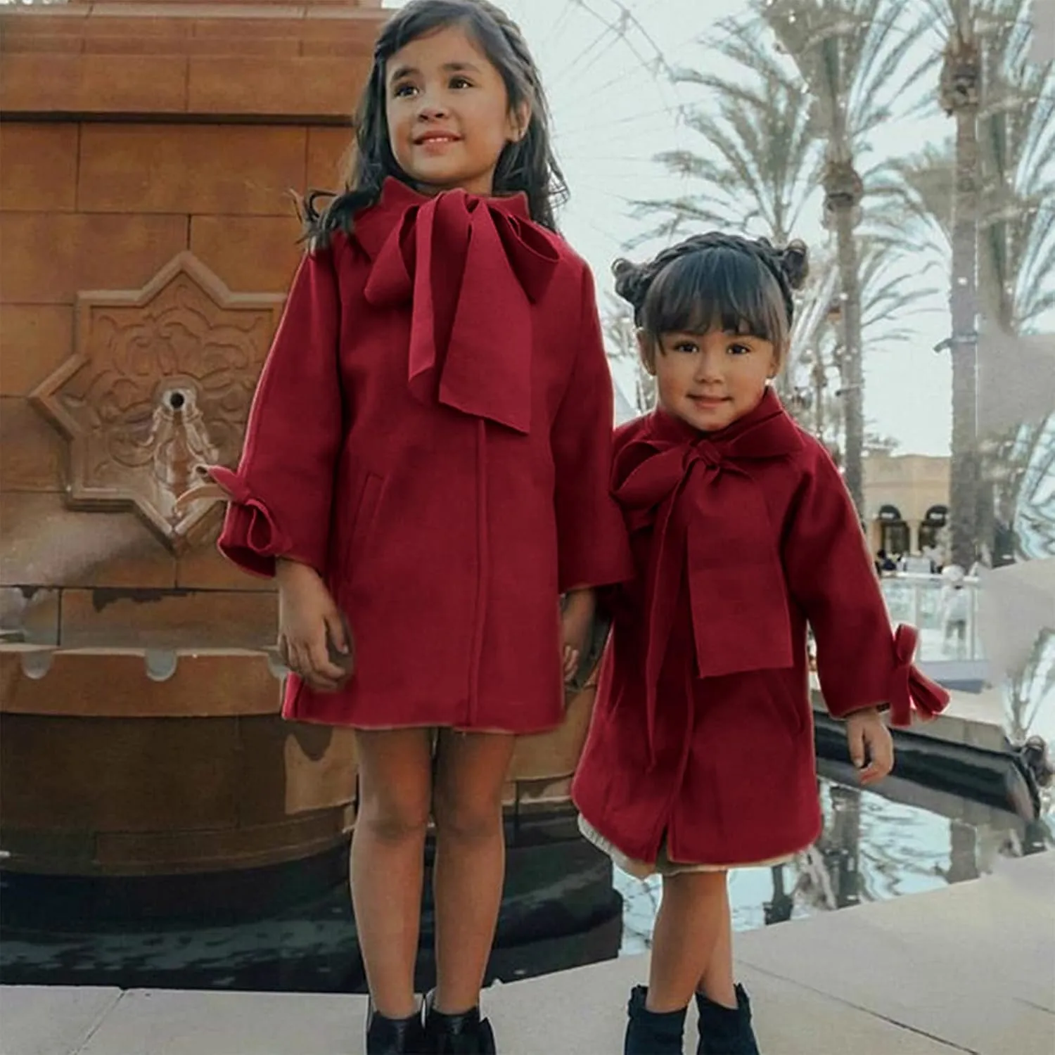 Toddler Girls Trench Coat Long Winter Jacket Kids Girls' Dress Coat Wool Blend Long Peacoat Faux Fur Jacket Outerwear