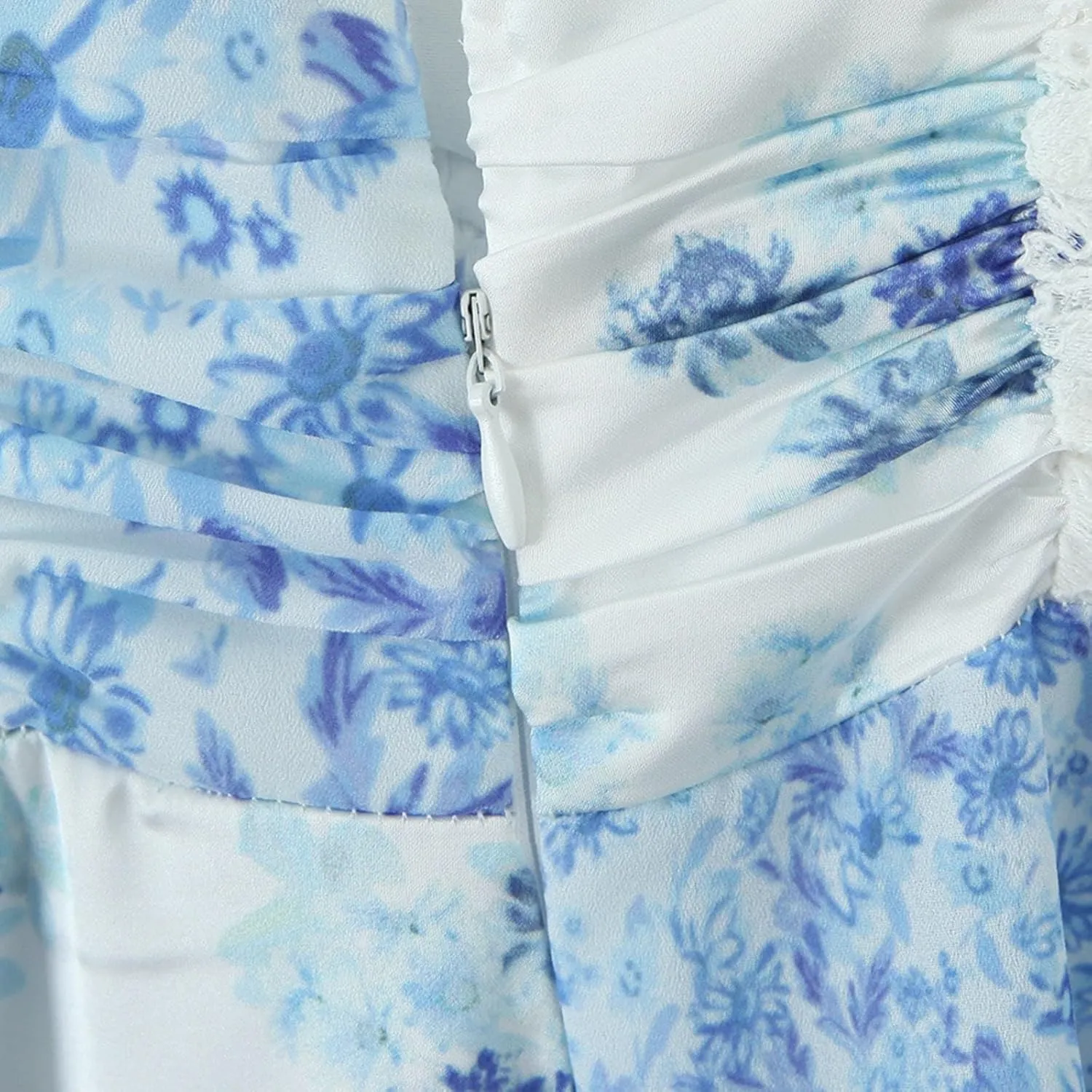 Women Floral Patchwork Mini Dress Y2k V Neck Tie Back Tiered Ruffle Dresses Bohemia Layered Swing Short Dress