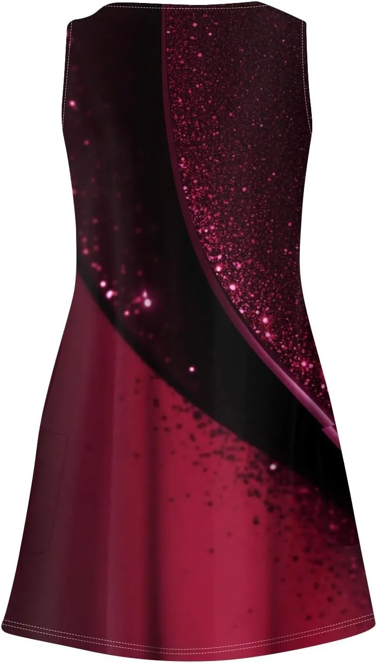 Women Summer Dresses 2025 Printed Sundress Casual Sleeveless Swimsuit Coverup Vacation V Neck Dress with Pocket