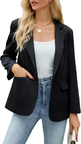 Women's Blazer Business Casual Long Sleeve Lapel Open Front Suit Jacket Work Office Blazer with Pockets