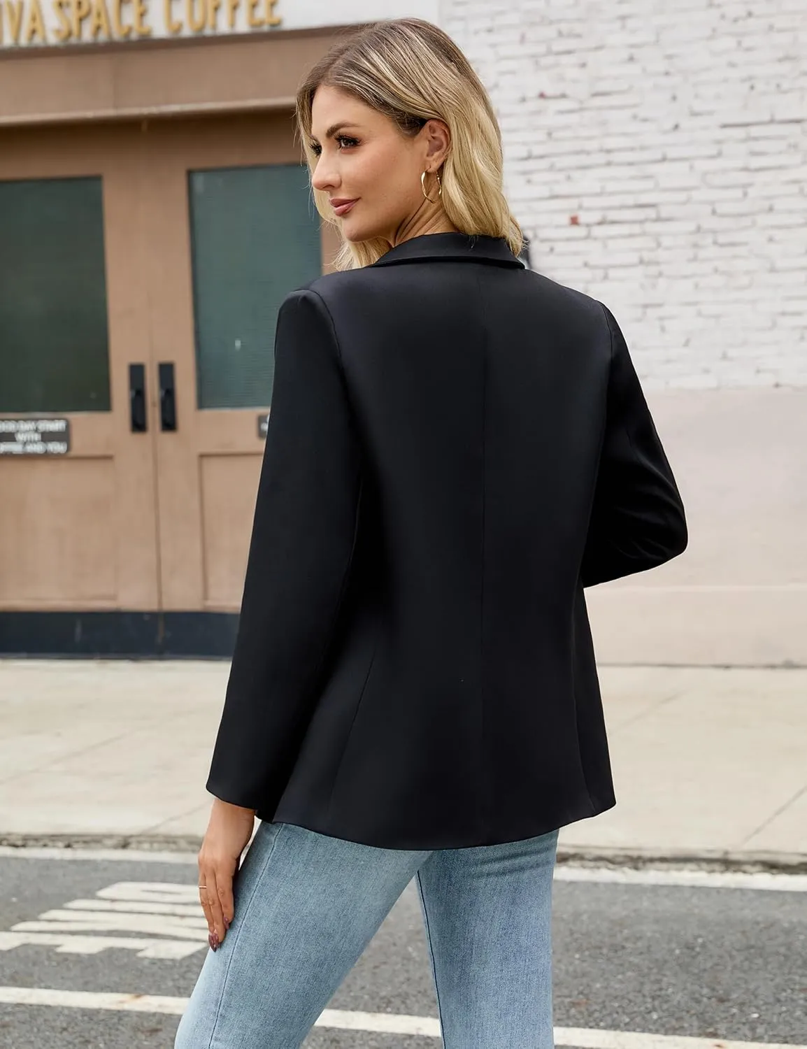 Women's Blazer Business Casual Long Sleeve Lapel Open Front Suit Jacket Work Office Blazer with Pockets