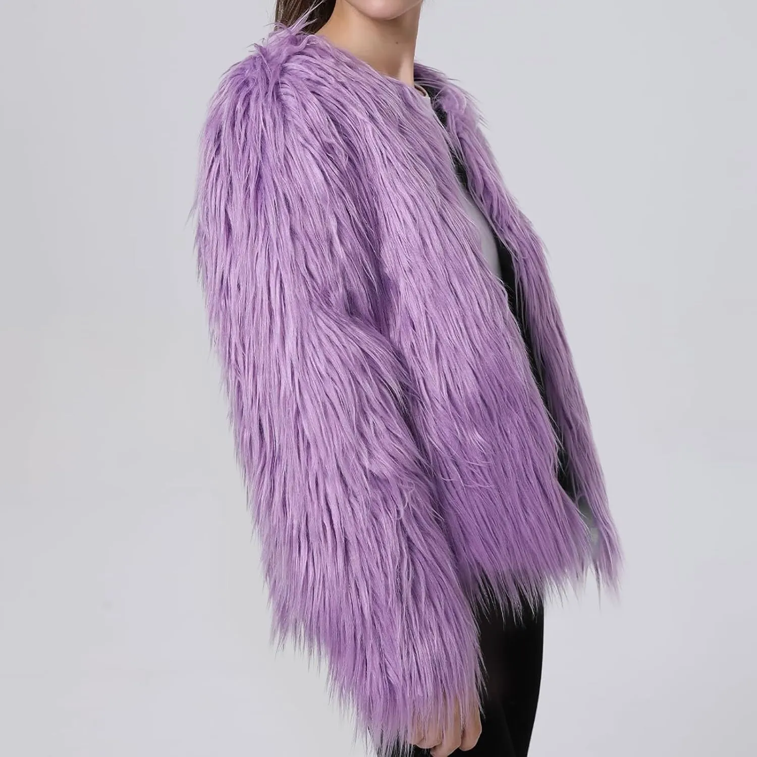 Womens Open Front Faux Fur Cardigan Winter Fashion Oversize Thermal Jackets Casual Long Sleeve Chunky Fuzzy Outwears