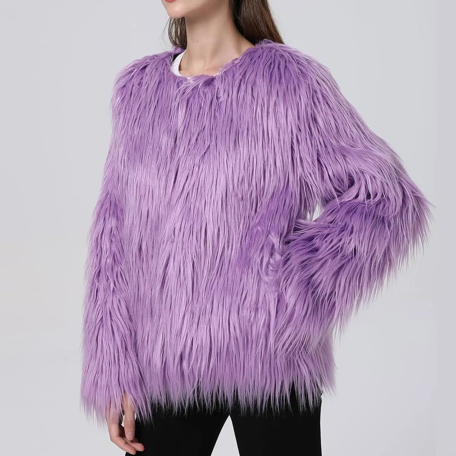 Womens Open Front Faux Fur Cardigan Winter Fashion Oversize Thermal Jackets Casual Long Sleeve Chunky Fuzzy Outwears