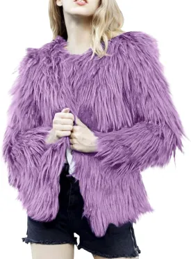 Womens Open Front Faux Fur Cardigan Winter Fashion Oversize Thermal Jackets Casual Long Sleeve Chunky Fuzzy Outwears